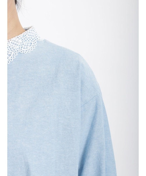 Samansa Mos2（サマンサ モスモス）の「レース襟2WAYシャツ（シャツ/ブラウス・レディース・チャコール/キナリ/オフホワイト/サックスブルー・ﾌﾘ-）」の8枚目の写真