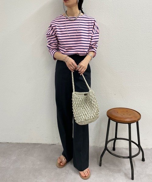 SHENERY（シーナリー）の「サイドスリットボーダーカットソー（Tシャツ/カットソー・レディース・ベージュ/オレンジ/ブルー・FREE）」の9枚目の写真