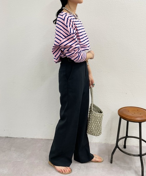 SHENERY（シーナリー）の「サイドスリットボーダーカットソー（Tシャツ/カットソー・レディース・ベージュ/オレンジ/ブルー・FREE）」の11枚目の写真