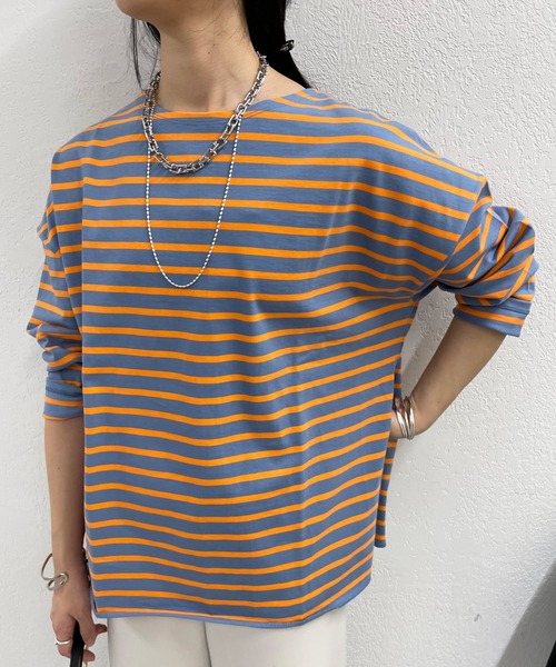 SHENERY（シーナリー）の「サイドスリットボーダーカットソー（Tシャツ/カットソー・レディース・ベージュ/オレンジ/ブルー・FREE）」の14枚目の写真