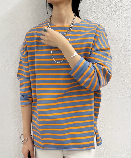 SHENERY（シーナリー）の「サイドスリットボーダーカットソー（Tシャツ/カットソー・レディース・ベージュ/オレンジ/ブルー・FREE）」の17枚目の写真