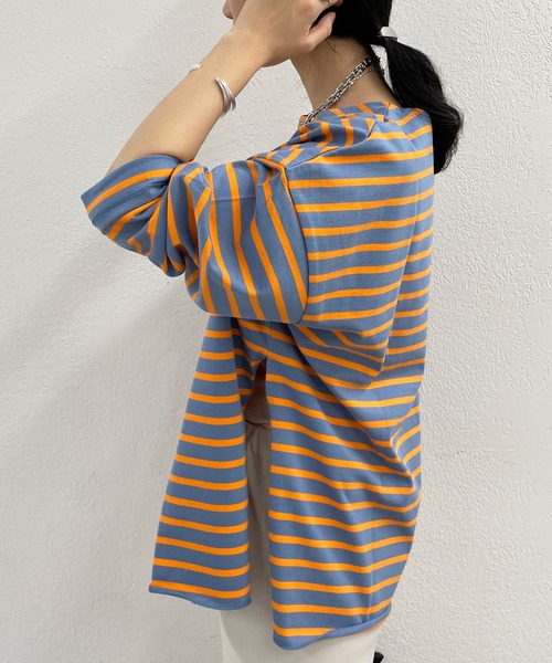 SHENERY（シーナリー）の「サイドスリットボーダーカットソー（Tシャツ/カットソー・レディース・ベージュ/オレンジ/ブルー・FREE）」の20枚目の写真