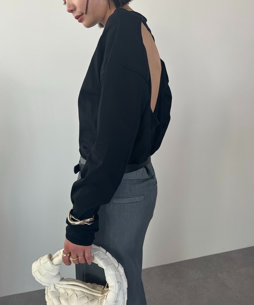 HANNE(アン)の「バックデザインロングスリーブTEE(Tシャツ/カットソー・レディース・ブラック/ブルー/アイボリー・フリー)」の13枚目の写真