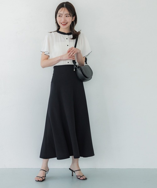 coca(coca)(コカ)の「ポリエステルバイカラーブラウス(シャツ/ブラウス・レディース・ブラック/ホワイト・M/L)」の7枚目の写真