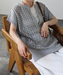 ap retro | ディープVネック透かしニットベスト(ベスト)