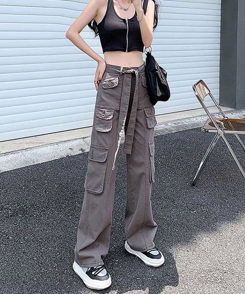 ANOTHER S（アナザーエス）の「ウエスト紐付きコットンカーゴパンツ（カーゴパンツ・レディース・グレー/ブラック・M/S/L）」の5枚目の写真