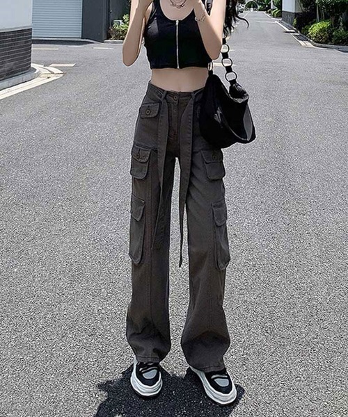 ANOTHER S（アナザーエス）の「ウエスト紐付きコットンカーゴパンツ（カーゴパンツ・レディース・グレー/ブラック・M/S/L）」の7枚目の写真