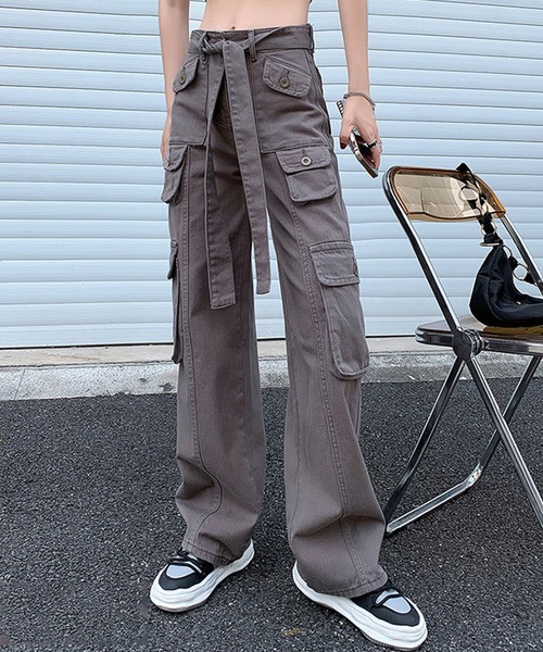 ANOTHER S（アナザーエス）の「ウエスト紐付きコットンカーゴパンツ（カーゴパンツ・レディース・グレー/ブラック・M/S/L）」の6枚目の写真