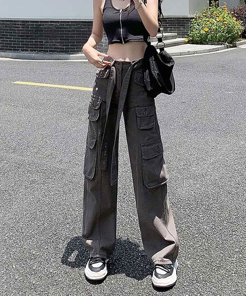 ANOTHER S（アナザーエス）の「ウエスト紐付きコットンカーゴパンツ（カーゴパンツ・レディース・グレー/ブラック・M/S/L）」の4枚目の写真