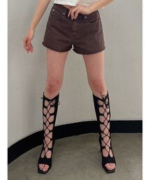 ハイウエストフリンジカラーショートパンツ