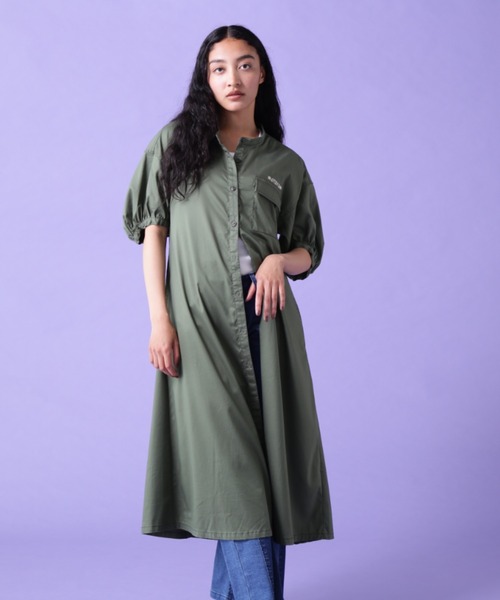 AVIREX（アヴィレックス）の「VOLUME SLEEVE SHIRT ONEPIECE/ ボリュームスリーブ シャツワンピース（ワンピース・レディース・オリーブ/ブラック・FREE）」の14枚目の写真