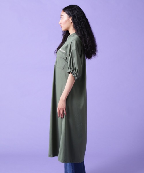 AVIREX（アヴィレックス）の「VOLUME SLEEVE SHIRT ONEPIECE/ ボリュームスリーブ シャツワンピース（ワンピース・レディース・オリーブ/ブラック・FREE）」の12枚目の写真