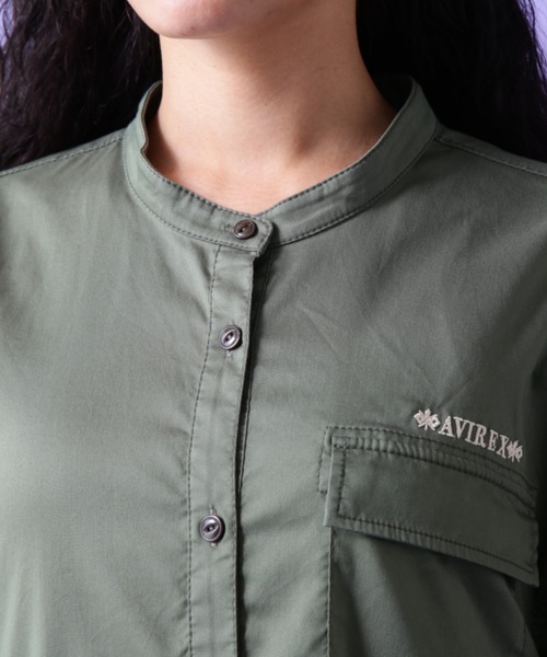 AVIREX（アヴィレックス）の「VOLUME SLEEVE SHIRT ONEPIECE/ ボリュームスリーブ シャツワンピース（ワンピース・レディース・オリーブ/ブラック・FREE）」の3枚目の写真