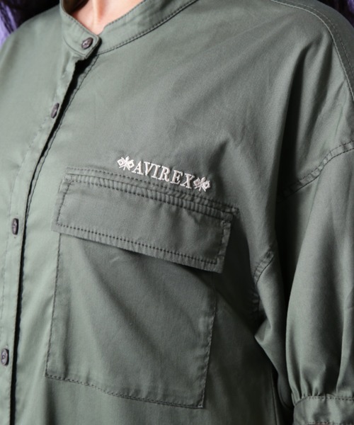 AVIREX（アヴィレックス）の「VOLUME SLEEVE SHIRT ONEPIECE/ ボリュームスリーブ シャツワンピース（ワンピース・レディース・オリーブ/ブラック・FREE）」の9枚目の写真