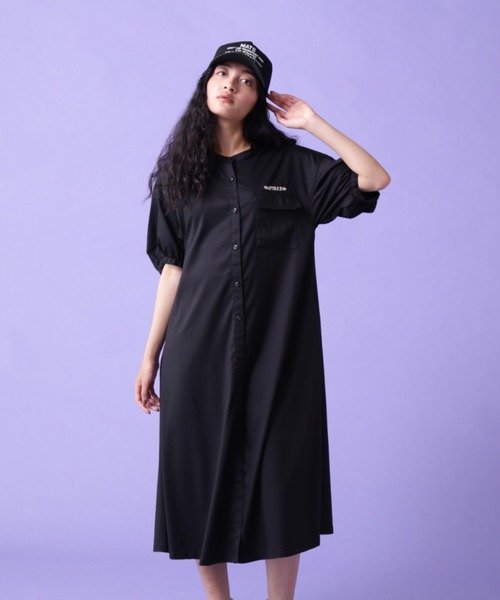 AVIREX（アヴィレックス）の「VOLUME SLEEVE SHIRT ONEPIECE/ ボリュームスリーブ シャツワンピース（ワンピース・レディース・オリーブ/ブラック・FREE）」の6枚目の写真