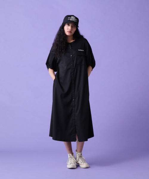 AVIREX（アヴィレックス）の「VOLUME SLEEVE SHIRT ONEPIECE/ ボリュームスリーブ シャツワンピース（ワンピース・レディース・オリーブ/ブラック・FREE）」の10枚目の写真