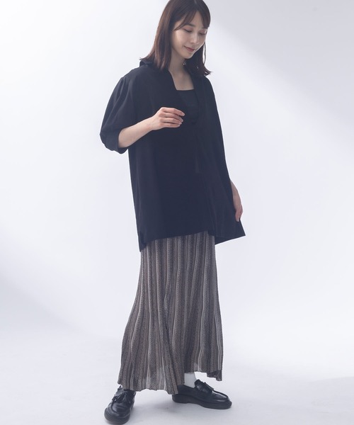 AnNet(アネット)の「【サマーニット素材】 ウエストゴム マルチストライプ ロングスカート(スカート・レディース・オレンジ/ブラック・4L/5L/3L)」の15枚目の写真