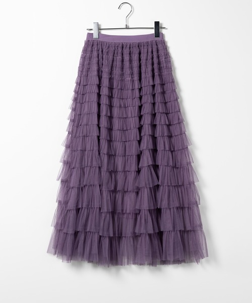 me+em select(ミームセレクト)の「【 8 color/裏地付 】ティアードプリーツフリルカラーチュールスカート(スカート・レディース・モカ/ブラック/ピンク/グリーン/パープル/アイボリー/グレー/ホワイト・FREE)」の7枚目の写真