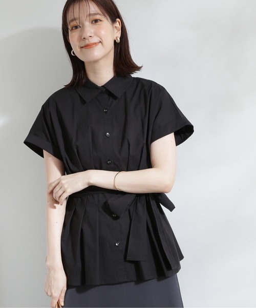 N.（N. Natural Beauty Basic）（エヌエヌナチュラルビューティーベーシック）の「◆ウエストリボンペプラムシャツブラウス（シャツ/ブラウス・レディース・ブラック/カーキ/オフホワイト・MEDIUM）」の11枚目の写真