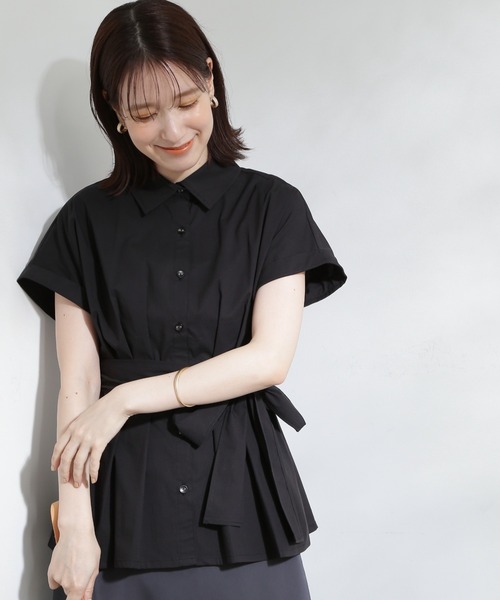 N.（N. Natural Beauty Basic）（エヌエヌナチュラルビューティーベーシック）の「◆ウエストリボンペプラムシャツブラウス（シャツ/ブラウス・レディース・ブラック/カーキ/オフホワイト・MEDIUM）」の16枚目の写真