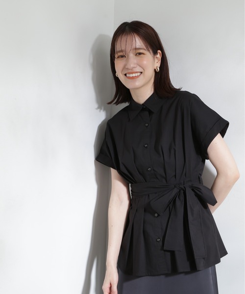 N.（N. Natural Beauty Basic）（エヌエヌナチュラルビューティーベーシック）の「◆ウエストリボンペプラムシャツブラウス（シャツ/ブラウス・レディース・ブラック/カーキ/オフホワイト・MEDIUM）」の17枚目の写真