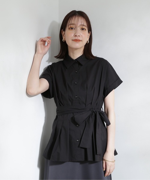 N.（N. Natural Beauty Basic）（エヌエヌナチュラルビューティーベーシック）の「◆ウエストリボンペプラムシャツブラウス（シャツ/ブラウス・レディース・ブラック/カーキ/オフホワイト・MEDIUM）」の18枚目の写真