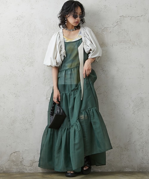 GEVS.（ジェイヴィス）の「＜大きいサイズ＞ ティアードマキシシアーワンピース GEVS.（ワンピース・レディース・ブラック/グリーン・LL/3L/4L/5L/L）」の21枚目の写真