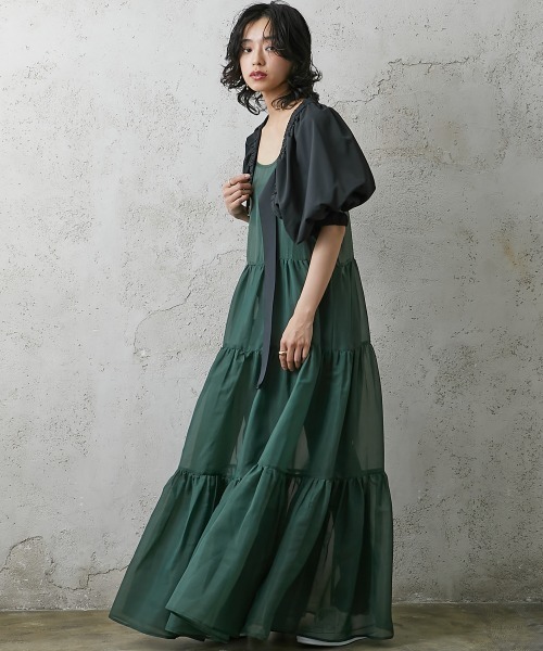 GEVS.（ジェイヴィス）の「＜大きいサイズ＞ ティアードマキシシアーワンピース GEVS.（ワンピース・レディース・ブラック/グリーン・LL/3L/4L/5L/L）」の14枚目の写真