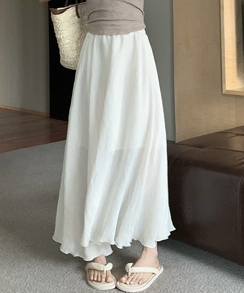gossip!ロサンゼルス(ゴシップロサンゼルス)の「YUGA ハイウエストAラインスカート(スカート・レディース・ブラック/カーキ/ピンク/オフホワイト・FREE)」の2枚目の写真