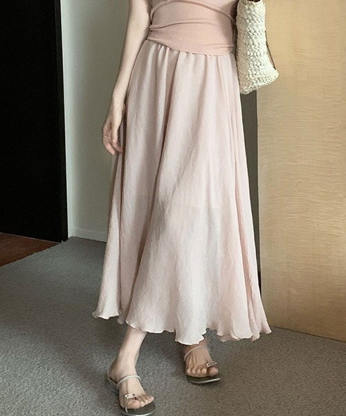 gossip!ロサンゼルス(ゴシップロサンゼルス)の「YUGA ハイウエストAラインスカート(スカート・レディース・ブラック/カーキ/ピンク/オフホワイト・FREE)」の4枚目の写真