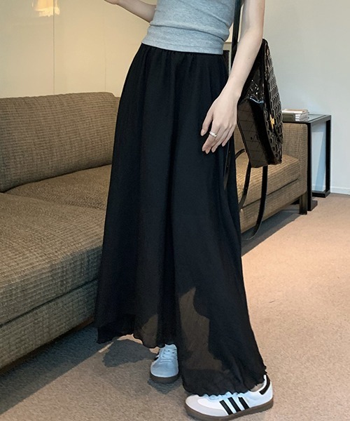 gossip!ロサンゼルス(ゴシップロサンゼルス)の「YUGA ハイウエストAラインスカート(スカート・レディース・ブラック/カーキ/ピンク/オフホワイト・FREE)」の3枚目の写真