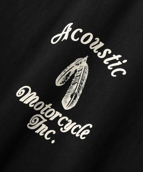 Acoustic（アコースティック）の「【Acoustic/アコースティック】ワンポイントフェザーロゴ＆バックイーグルプリント デザイン ネイティブテイスト 半袖Tシャツ/アメカジ/バイカー（Tシャツ/カットソー・メンズ・ブラック/ホワイト・M/L/XL）」の6枚目の写真