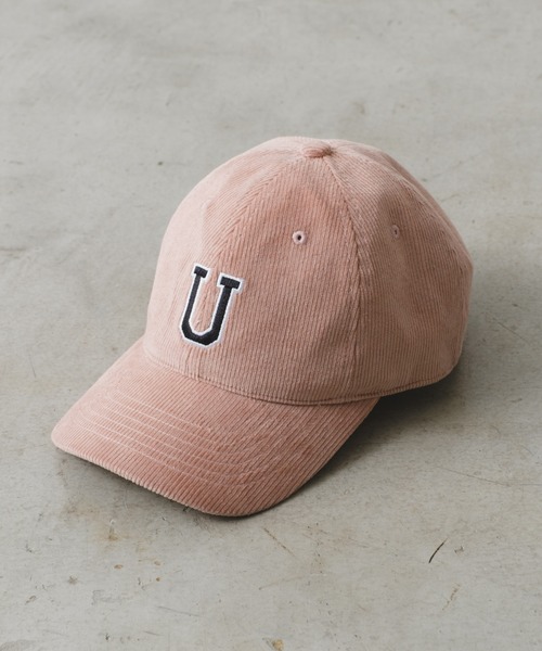 UNIVERSAL OVERALL（ユニバーサルオーバーオール）の「【UNIVERSAL OVERALL】別注コーデュロイロゴキャップ（キャップ・メンズ・アイボリー/サックスブルー/ピンク/ブラック・ONE SIZE）」の4枚目の写真