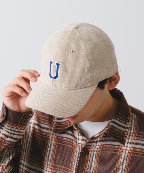 UNIVERSAL OVERALL（ユニバーサルオーバーオール）の「【UNIVERSAL OVERALL】別注コーデュロイロゴキャップ（キャップ・メンズ・アイボリー/サックスブルー/ピンク/ブラック・ONE SIZE）」の10枚目の写真