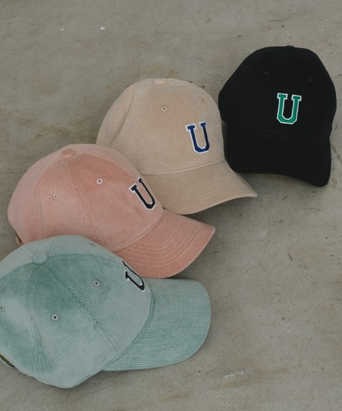 UNIVERSAL OVERALL（ユニバーサルオーバーオール）の「【UNIVERSAL OVERALL】別注コーデュロイロゴキャップ（キャップ・メンズ・アイボリー/サックスブルー/ピンク/ブラック・ONE SIZE）」の8枚目の写真