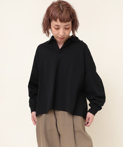 RNA-N(アールエヌエーエヌ)の「M2095 21/-OE天竺スキッパープルオーバー(Tシャツ/カットソー・レディース・ブラック/キナリ/オレンジ・MEDIUM)」の5枚目の写真