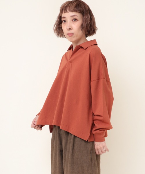 RNA-N(アールエヌエーエヌ)の「M2095 21/-OE天竺スキッパープルオーバー(Tシャツ/カットソー・レディース・ブラック/キナリ/オレンジ・MEDIUM)」の7枚目の写真