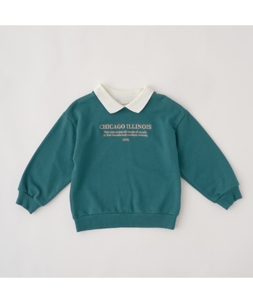 Lycee mine（リセマイン）の「【表コットン毛玉バイバイ】衿付きロゴ刺しゅうスウェット（スウェット・キッズ・ネイビー/ピンク/オートミール/ダークグリーン・150cm/130cm/110cm/100cm/140cm/120cm）」の6枚目の写真