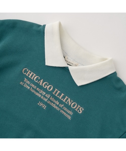 Lycee mine（リセマイン）の「【表コットン毛玉バイバイ】衿付きロゴ刺しゅうスウェット（スウェット・キッズ・ネイビー/ピンク/オートミール/ダークグリーン・150cm/130cm/110cm/100cm/140cm/120cm）」の8枚目の写真