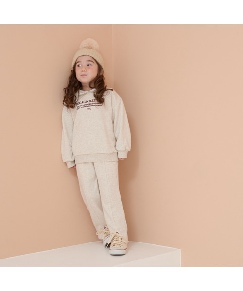 Lycee mine（リセマイン）の「【表コットン毛玉バイバイ】衿付きロゴ刺しゅうスウェット（スウェット・キッズ・ネイビー/ピンク/オートミール/ダークグリーン・150cm/130cm/110cm/100cm/140cm/120cm）」の12枚目の写真