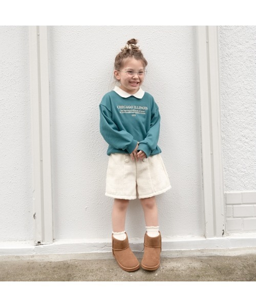 Lycee mine（リセマイン）の「【表コットン毛玉バイバイ】衿付きロゴ刺しゅうスウェット（スウェット・キッズ・ネイビー/ピンク/オートミール/ダークグリーン・150cm/130cm/110cm/100cm/140cm/120cm）」の14枚目の写真