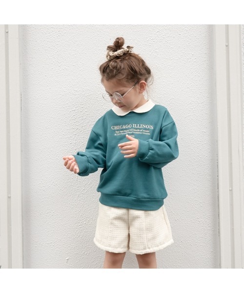 Lycee mine（リセマイン）の「【表コットン毛玉バイバイ】衿付きロゴ刺しゅうスウェット（スウェット・キッズ・ネイビー/ピンク/オートミール/ダークグリーン・150cm/130cm/110cm/100cm/140cm/120cm）」の15枚目の写真