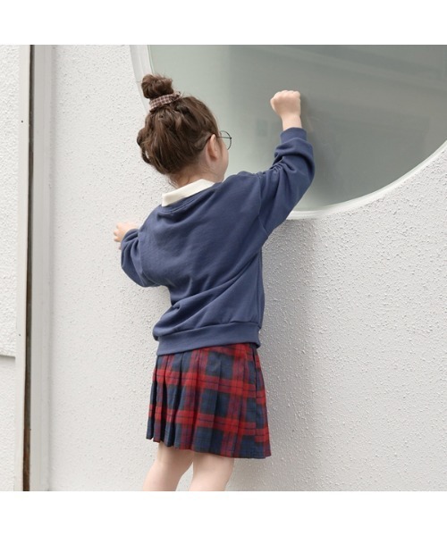 Lycee mine（リセマイン）の「【表コットン毛玉バイバイ】衿付きロゴ刺しゅうスウェット（スウェット・キッズ・ネイビー/ピンク/オートミール/ダークグリーン・150cm/130cm/110cm/100cm/140cm/120cm）」の19枚目の写真