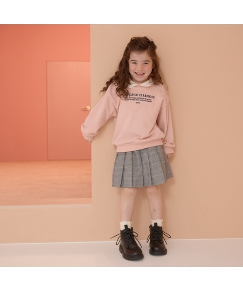 Lycee mine（リセマイン）の「【表コットン毛玉バイバイ】衿付きロゴ刺しゅうスウェット（スウェット・キッズ・ネイビー/ピンク/オートミール/ダークグリーン・150cm/130cm/110cm/100cm/140cm/120cm）」の20枚目の写真