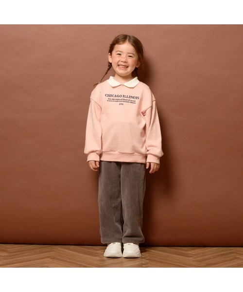 Lycee mine（リセマイン）の「【表コットン毛玉バイバイ】衿付きロゴ刺しゅうスウェット（スウェット・キッズ・ネイビー/ピンク/オートミール/ダークグリーン・150cm/130cm/110cm/100cm/140cm/120cm）」の21枚目の写真