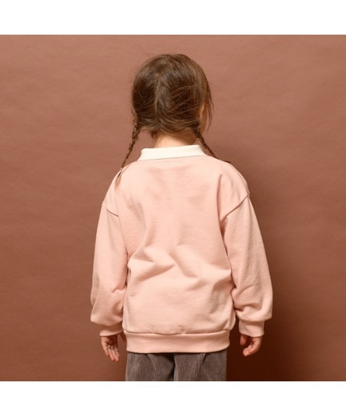 Lycee mine（リセマイン）の「【表コットン毛玉バイバイ】衿付きロゴ刺しゅうスウェット（スウェット・キッズ・ネイビー/ピンク/オートミール/ダークグリーン・150cm/130cm/110cm/100cm/140cm/120cm）」の22枚目の写真