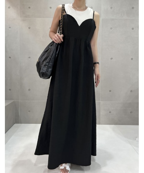 Re:EDIT（リエディ）の「[神山まりあさん着用][低身長サイズ有]カットジャガードキャミワンピース（ジャンパースカート・レディース・ブラック・SHORT/LARGE/MEDIUM）」の8枚目の写真