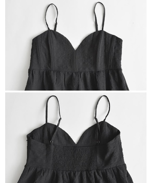 Re:EDIT（リエディ）の「[神山まりあさん着用][低身長サイズ有]カットジャガードキャミワンピース（ジャンパースカート・レディース・ブラック・SHORT/LARGE/MEDIUM）」の11枚目の写真