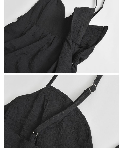 Re:EDIT（リエディ）の「[神山まりあさん着用][低身長サイズ有]カットジャガードキャミワンピース（ジャンパースカート・レディース・ブラック・SHORT/LARGE/MEDIUM）」の12枚目の写真