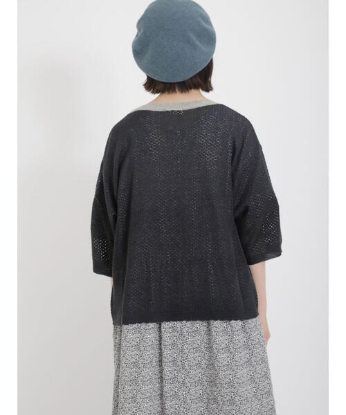 Samansa Mos2（サマンサ モスモス）の「バイカラースカラップVネックカーディガン（カーディガン/ボレロ・レディース・キナリ/モカ/チャコールグレー/ベージュ・F）」の12枚目の写真